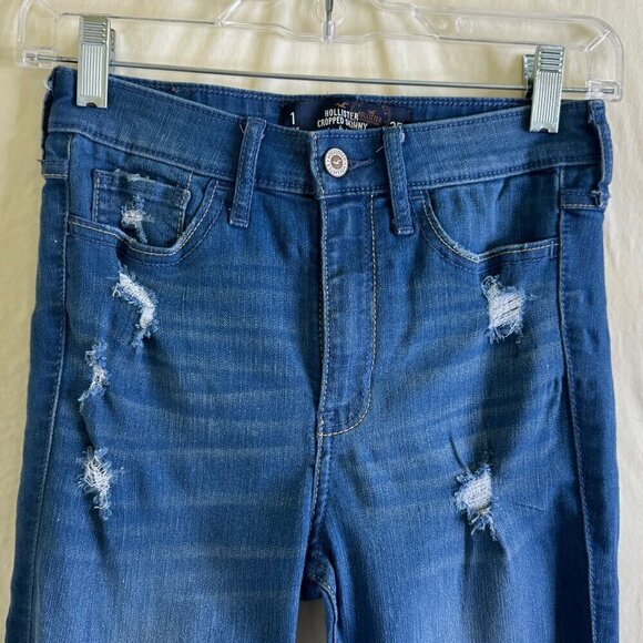 Hollister High Rise Super Skinny Jeans Size 1R Medium Blue Wash Distressed  * - Picture 2 of 8